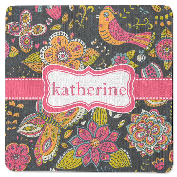 Birds & Butterflies Square Coaster Rubber Back - Single