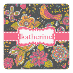 Birds & Butterflies Square Decal - Small (Personalized)