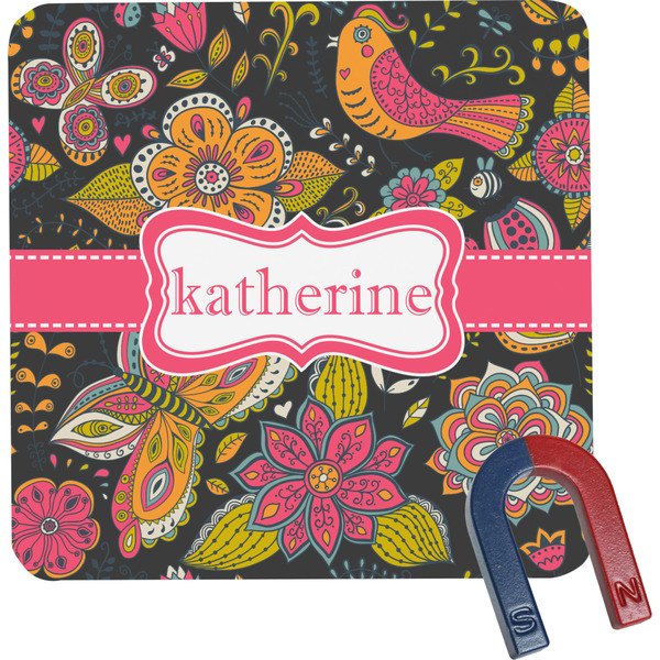 Custom Birds & Butterflies Square Fridge Magnet (Personalized)