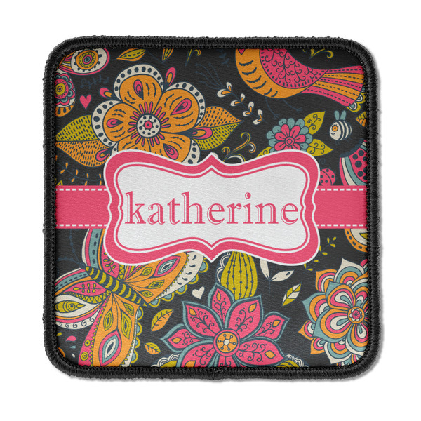 Custom Birds & Butterflies Iron On Square Patch w/ Name or Text