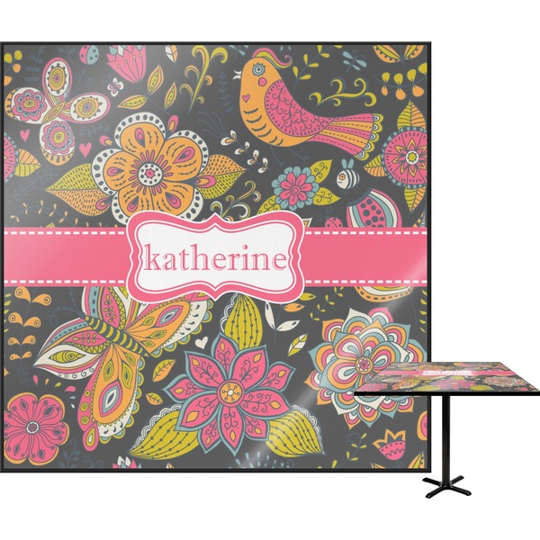 Custom Birds & Butterflies Square Table Top - 24" (Personalized)