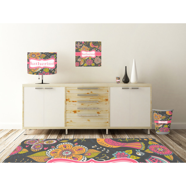 Birds & Butterflies Square Wall Decal Wooden Desk