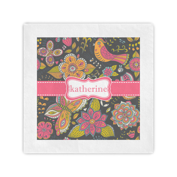 Custom Birds & Butterflies Standard Cocktail Napkins (Personalized)