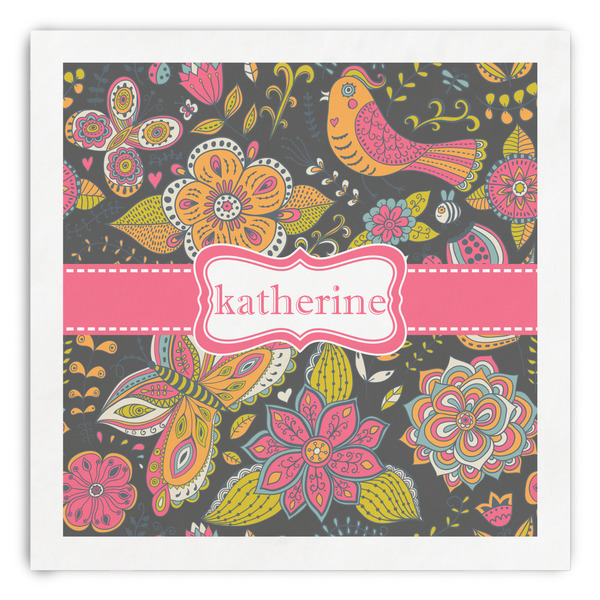 Custom Birds & Butterflies Paper Dinner Napkins (Personalized)