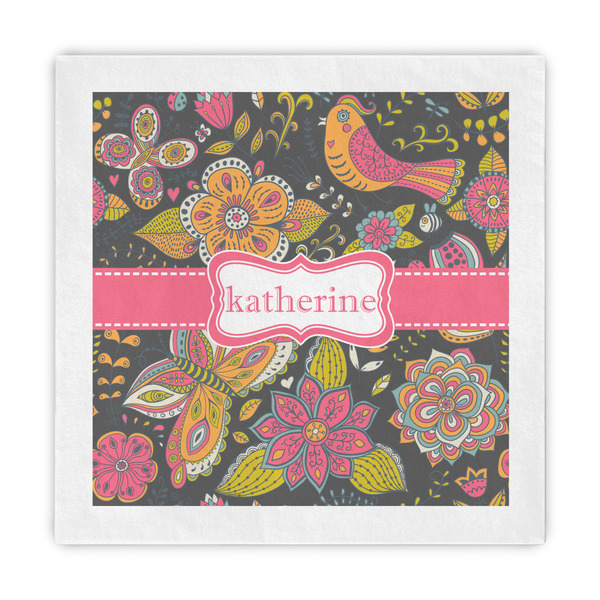 Custom Birds & Butterflies Decorative Paper Napkins (Personalized)
