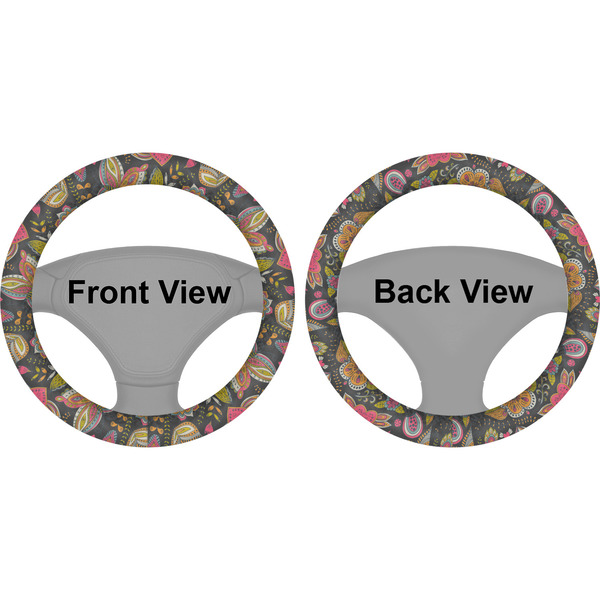 Birds & Butterflies Steering Wheel Cover- Front and Back