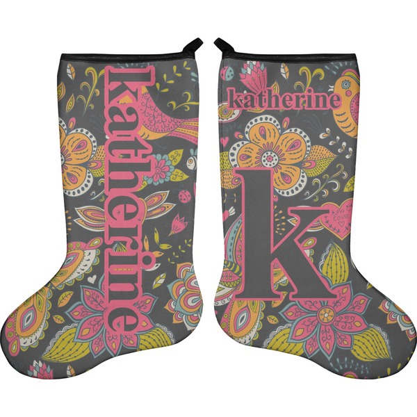 Custom Birds & Butterflies Holiday Stocking - Double-Sided - Neoprene (Personalized)