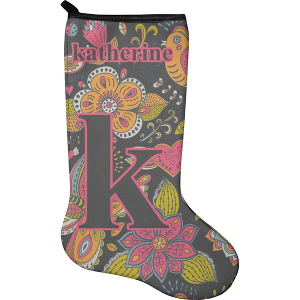 Custom Birds & Butterflies Holiday Stocking - Neoprene (Personalized)
