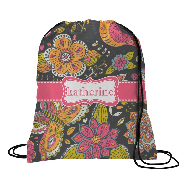 Custom Birds & Butterflies Drawstring Backpack - Large (Personalized)