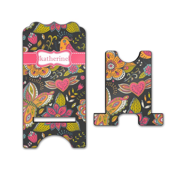 Birds & Butterflies Stylized Phone Stand - Front & Back - Large