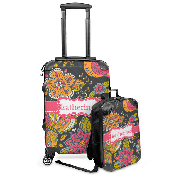 Custom Birds & Butterflies Kids 2-Piece Luggage Set - Suitcase & Backpack (Personalized)