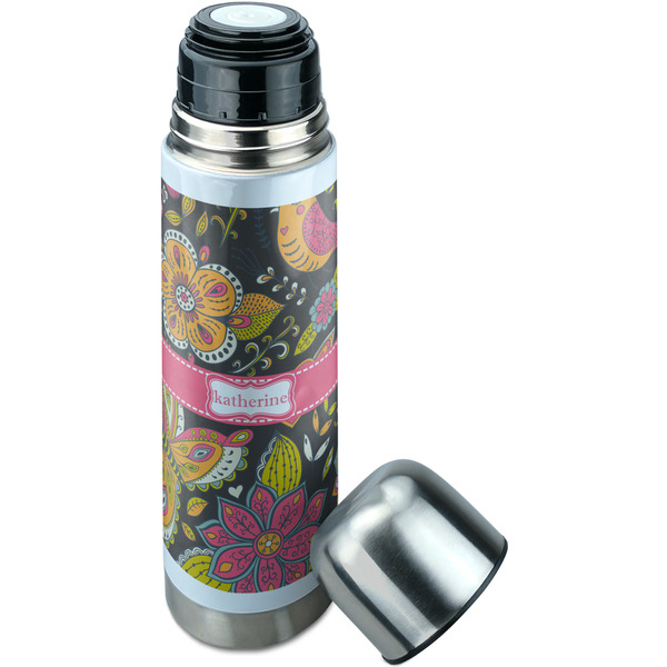Birds & Butterflies Thermos - Lid Off