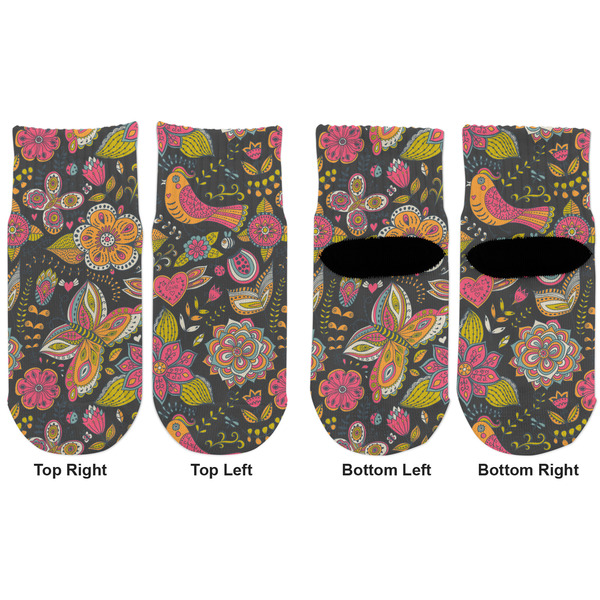 Birds & Butterflies Toddler Ankle Socks - Double Pair - Front and Back - Apvl