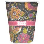 Birds & Butterflies Waste Basket - Double Sided (White) (Personalized)