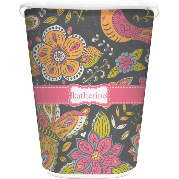 Custom Birds & Butterflies Waste Basket (Personalized)