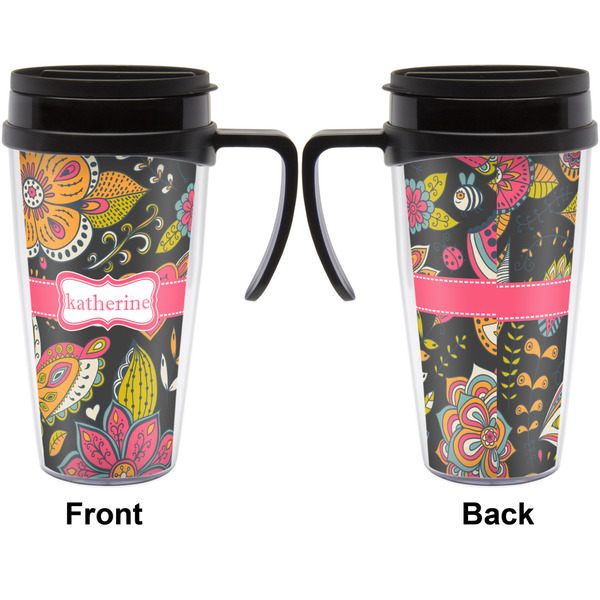 Birds & Butterflies Travel Mug with Black Handle - Approval