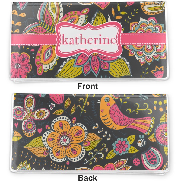 Birds & Butterflies Vinyl Check Book Cover - Front and Back