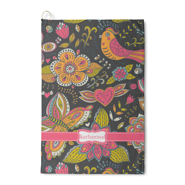 Custom Birds & Butterflies Waffle Weave Golf Towel (Personalized)