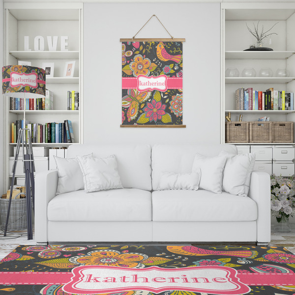 Birds & Butterflies Wall Hanging Tapestry - Portrait - IN CONTEXT