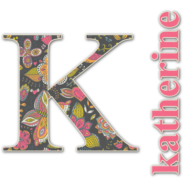 Custom Birds & Butterflies Name & Initial Decal - Up to 9"x9" (Personalized)
