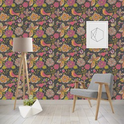 Birds & Butterflies Wallpaper & Surface Covering (Water Activated - Removable)