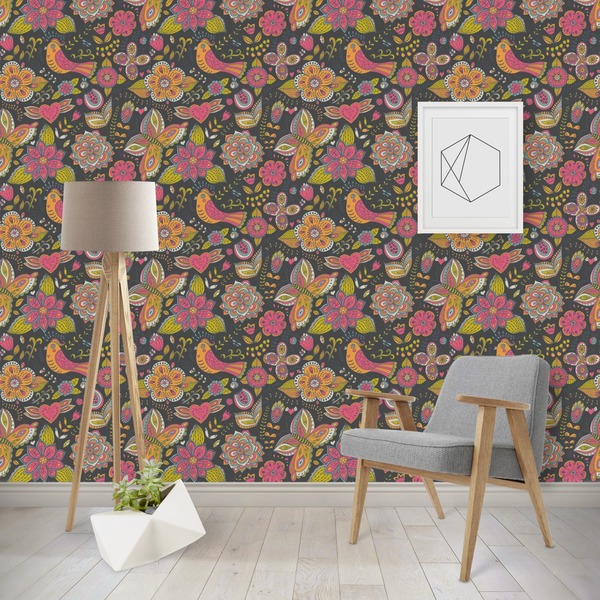Custom Birds & Butterflies Wallpaper & Surface Covering (Peel & Stick - Repositionable)