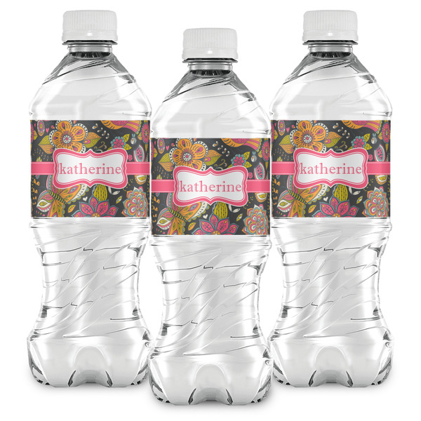 Birds & Butterflies Water Bottle Labels - Front View