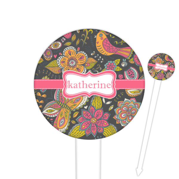 Custom Birds & Butterflies Round Plastic Food Picks (Personalized)