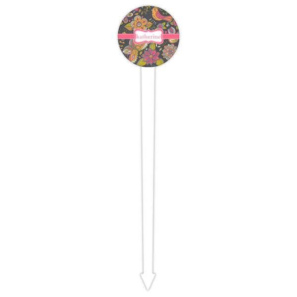 Birds & Butterflies White Plastic 6" Food Pick - Round - Single Pick