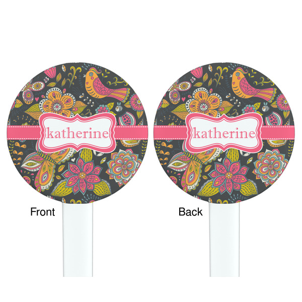 Birds & Butterflies White Plastic 7" Stir Stick - Double Sided - Round - Front & Back
