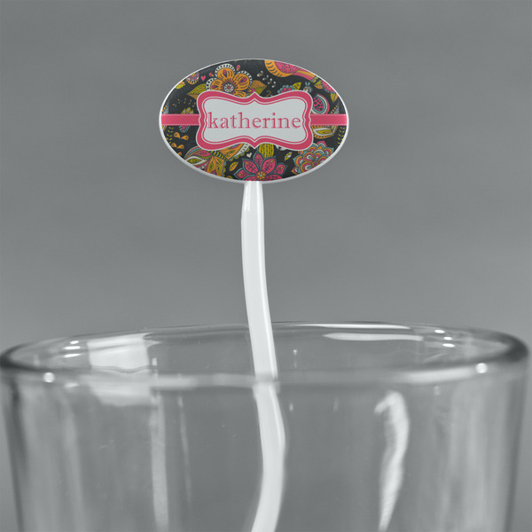 Birds & Butterflies White Plastic 7" Stir Stick - Oval - Main