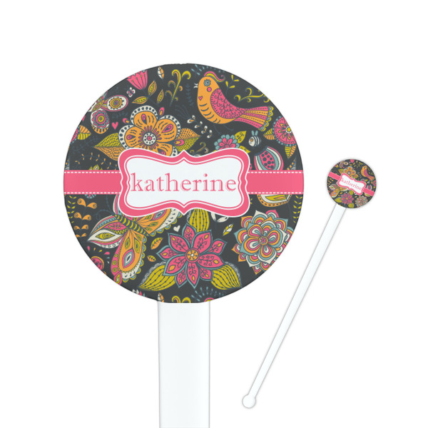 Custom Birds & Butterflies Round Plastic Stir Sticks (Personalized)