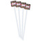 Birds & Butterflies White Plastic Stir Stick - Single Sided - Square - Front