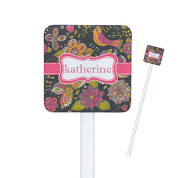 Birds & Butterflies Square Plastic Stir Sticks - Single Sided (Personalized)