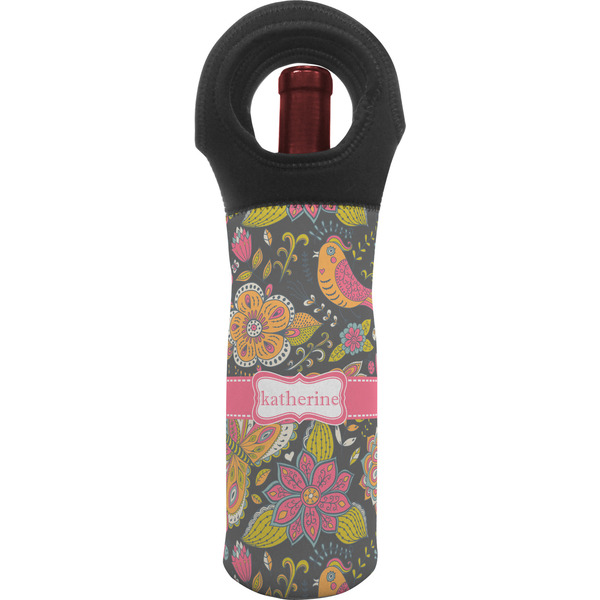 Custom Birds & Butterflies Wine Tote Bag (Personalized)