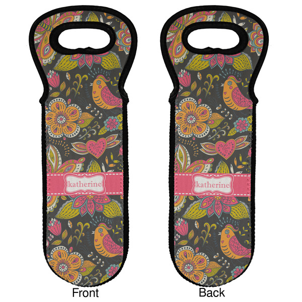 Birds & Butterflies Wine Tote Front & Back