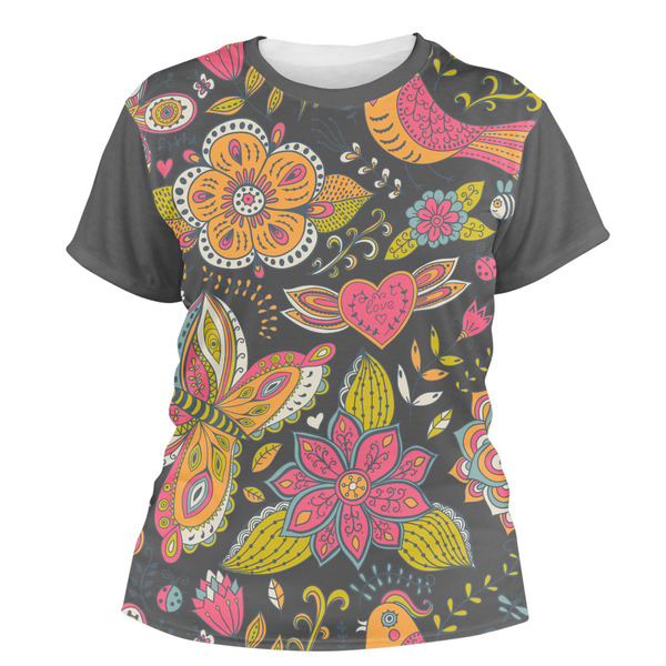 Custom Birds & Butterflies Women's Crew T-Shirt - X Large