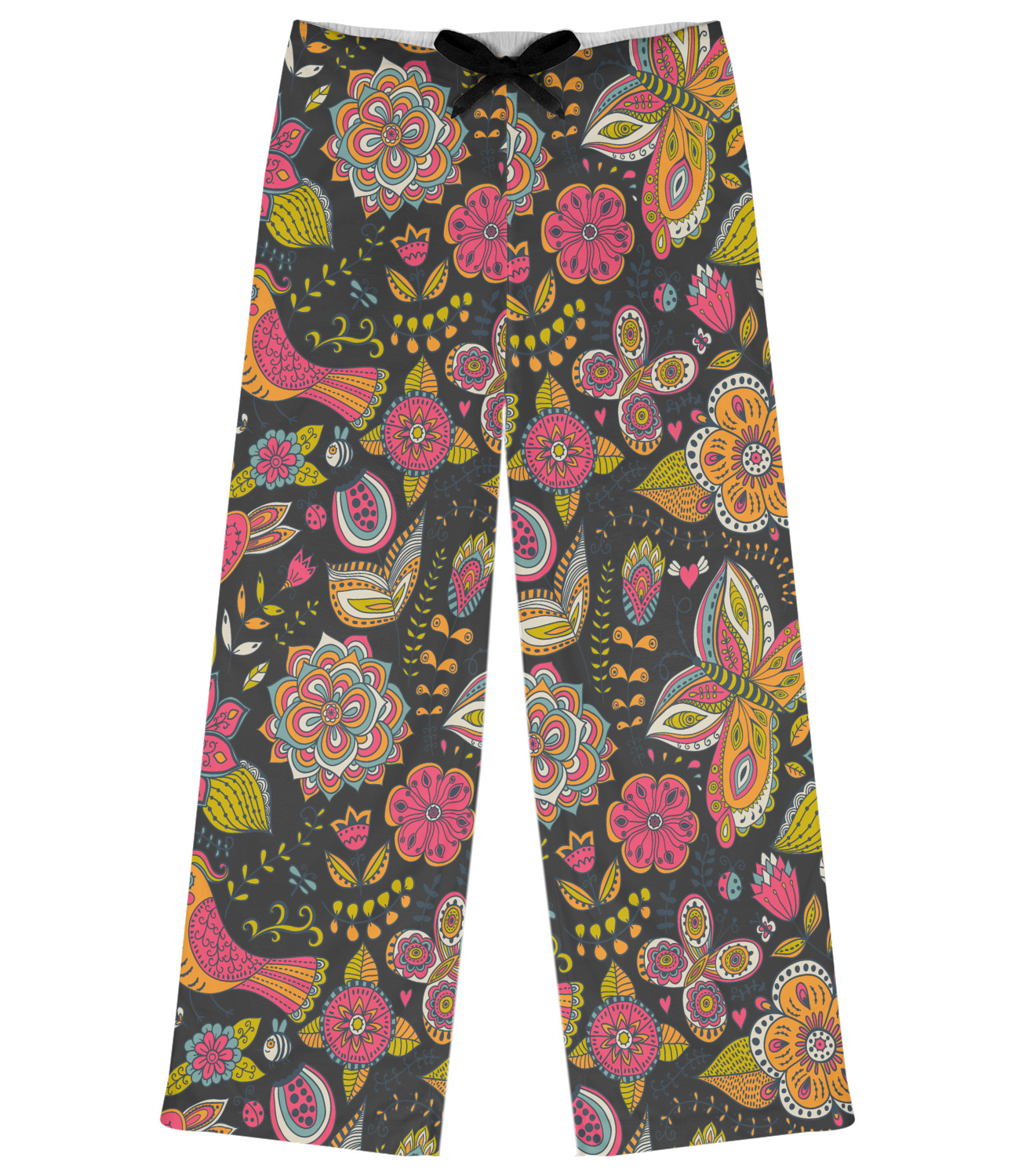 Birds & Butterflies Womens Pajama Pants - M (Personalized) - YouCustomizeIt