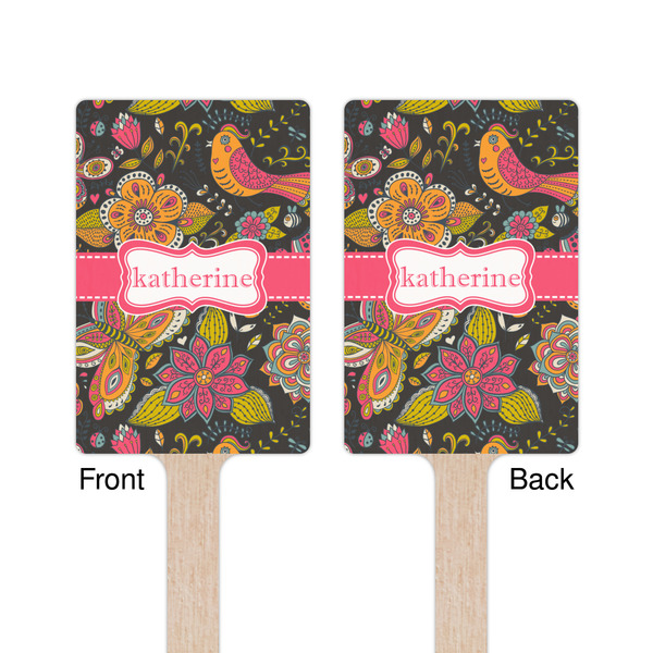 Birds & Butterflies Wooden 6.25" Stir Stick - Rectangular - Double Sided - Front & Back