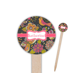 Birds & Butterflies 6" Round Wooden Food Picks - Double Sided (Personalized)