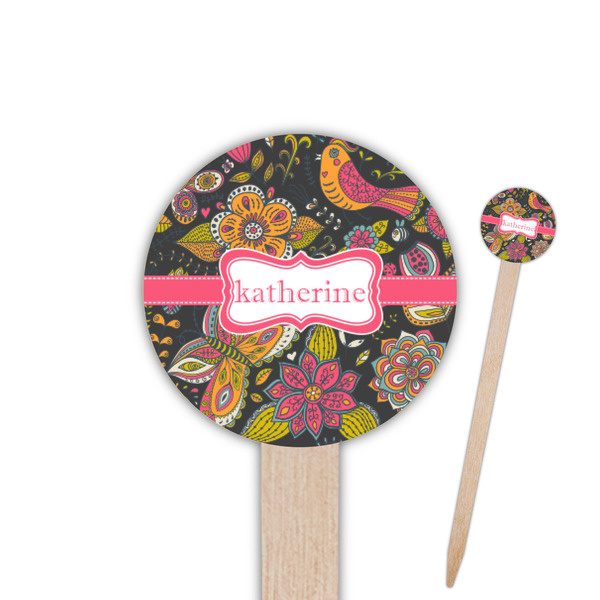 Custom Birds & Butterflies Round Wooden Food Picks (Personalized)