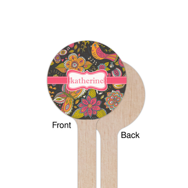 Birds & Butterflies Wooden 7.5" Stir Stick - Round - Single Sided - Front & Back