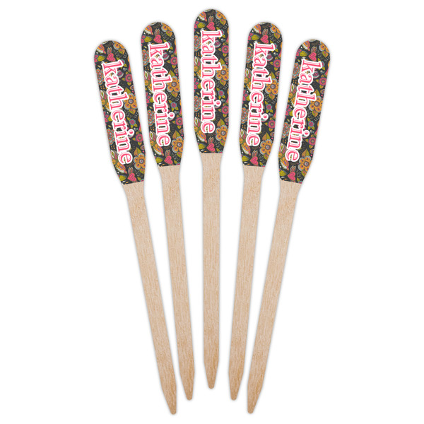 Birds & Butterflies Wooden Food Pick - Paddle - Fan View