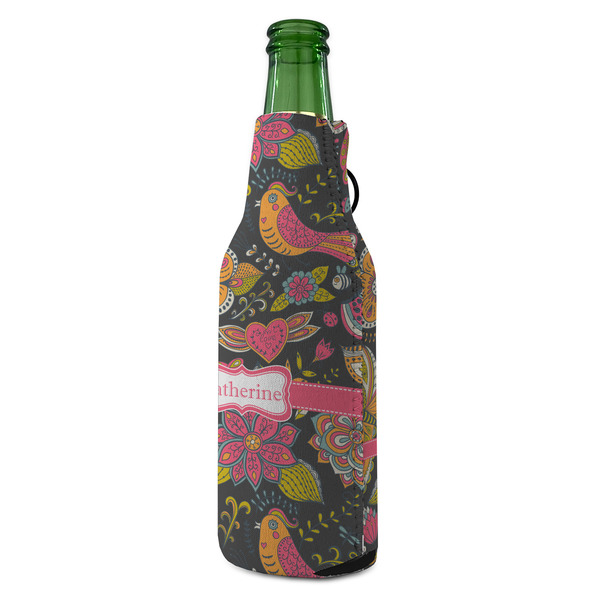 Birds & Butterflies Zipper Bottle Cooler - ANGLE (bottle)