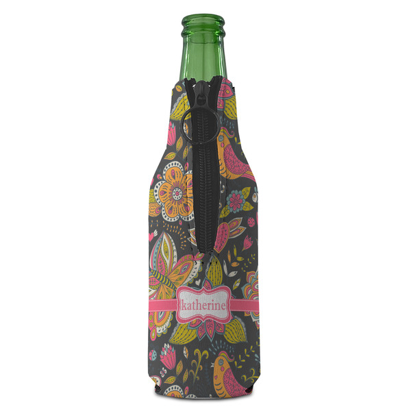 Birds & Butterflies Zipper Bottle Cooler - BACK (bottle)