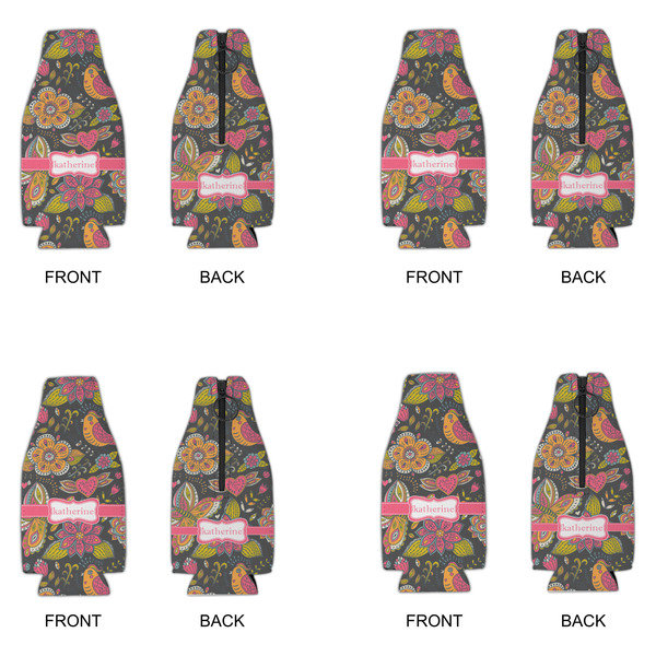 Birds & Butterflies Zipper Bottle Cooler - Set of 4 - APPROVAL