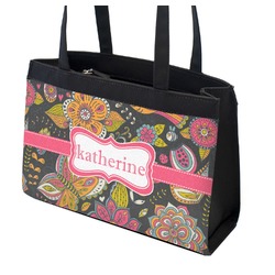 Birds & Butterflies Zippered Everyday Tote w/ Name or Text