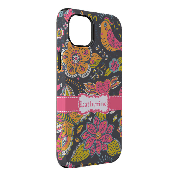 Custom Birds & Butterflies iPhone Case - Rubber Lined - iPhone 14 Plus (Personalized)