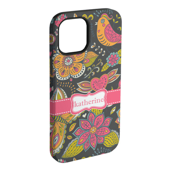 Custom Birds & Butterflies iPhone Case - Rubber Lined - iPhone 15 Plus (Personalized)