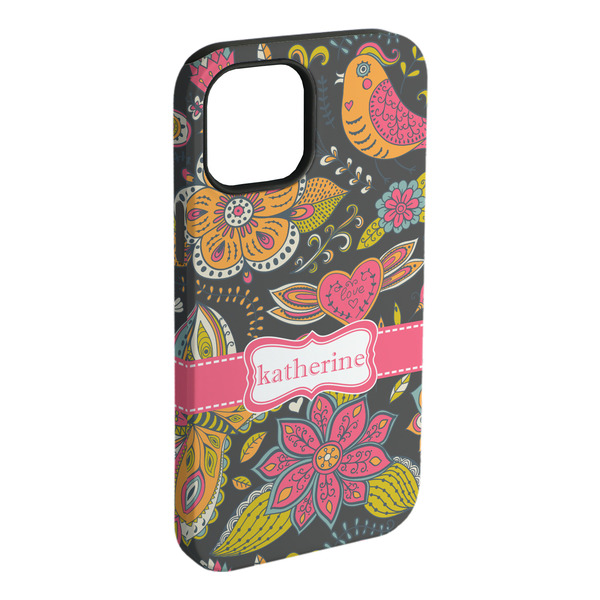 Custom Birds & Butterflies iPhone Case - Rubber Lined (Personalized)